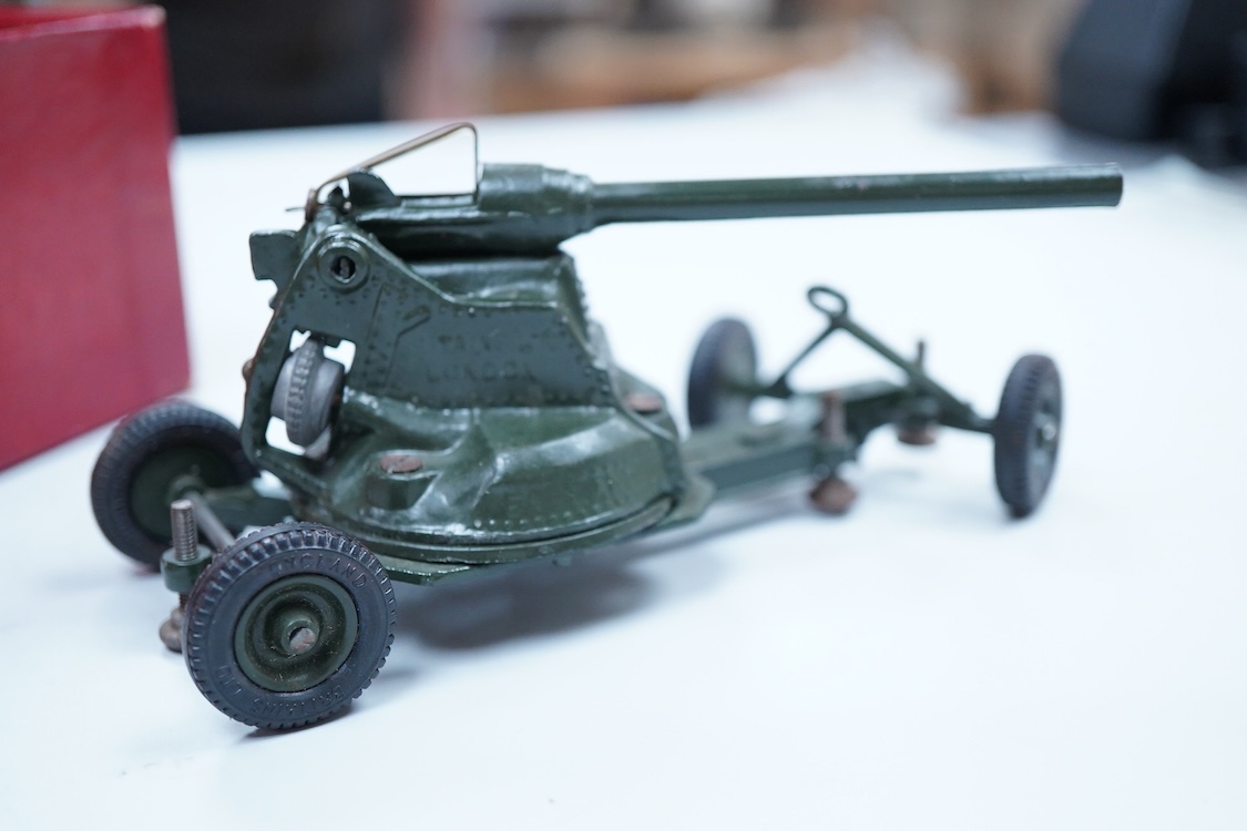 A boxed Britains Anti-Aircraft Unit (set no.2052) display set, comprising of fifteen pieces including; a 12-pdr anti aircraft gun on wheeled mount, a search light, two predictor units, a height finder, a range finder, a